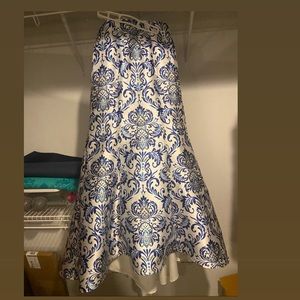 Blue and white 2 piece prom dress